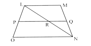 In the figure LMNO, is a trapezium in which LM is parallel to side ON and P is the mid point of side LO. If Q is a point on the side MN such that segment PQ is parallel to side ON Prove that Q is the mid point of MN and PQ=1//2(LM+ON).