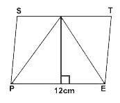 STEP is a parallelogram and ar (STEP) = 84 cm^(2) The length of the altitude of Delta APE is