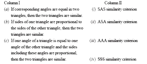 Match the Following: