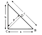 In a right triangle ABC, in which angleC = 90^@ amd CD bot AB. If BC =a, CA=b, AB=c and CD=p, then