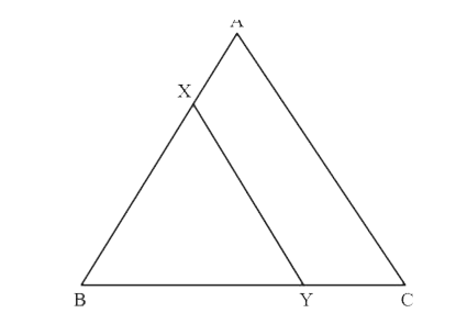 In the given figure, the line segment XY is Parallel to AC of ΔABC and it divides the triangle into two parts of equal areas. Prove that (AX)/(AB)=(sqrt2-1)/(sqrt2)
