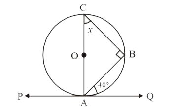 In the given Fig., AC is diameter of the circle with centre O and A is point of contact, then find x.