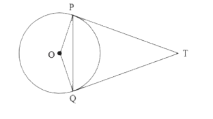 In the given fig. PQ is a chord of length 6 cm and the radius of the circle is 6 cm. TP and TQ are two tangents drawn from an external point T. Find angle PTQ.
