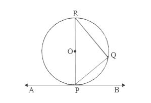 In the given figure, AB is a tangent to a circle with centre O. Prove angle BPQ = angle PRQ.