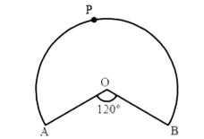 In fig, OAPB is a sector of a circle of radius 3.5 cm with the centre at O and angleAOB = 120^(@). Find the length of OAPBO.