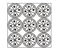 On a square handkerchief, nine circular designs each of radius 7 cm are made. Find the area of the remaining portion of the handdkerchief