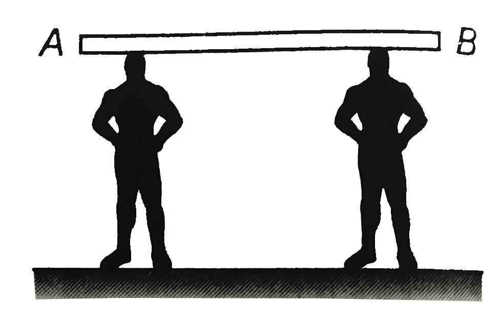 Two persons of equal heights are carrying a long uniform wooden plank of length l . They are at distance (l)/(4) and (l)/(6) from nearest end of the rod. The ratio of normal reation at their heads is