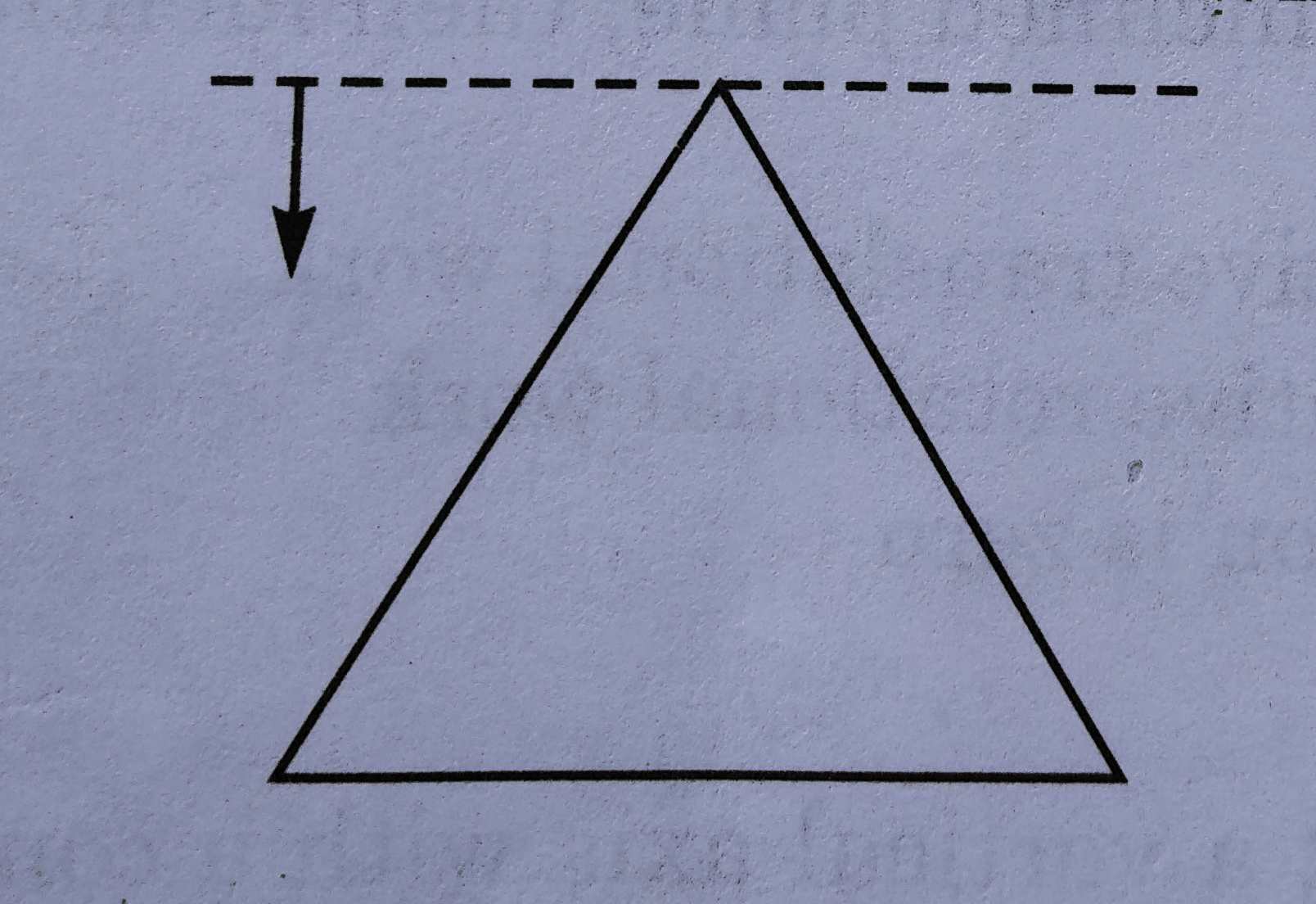 Assertion: There is a triangular plate as shown. A dotted axis is lying in the plane of slab. As the axis is moved downwards, moment of inertia of slab will first decrease then increase.   Reason: Axis is first moving towards its centre of mass and then it is receding from it.