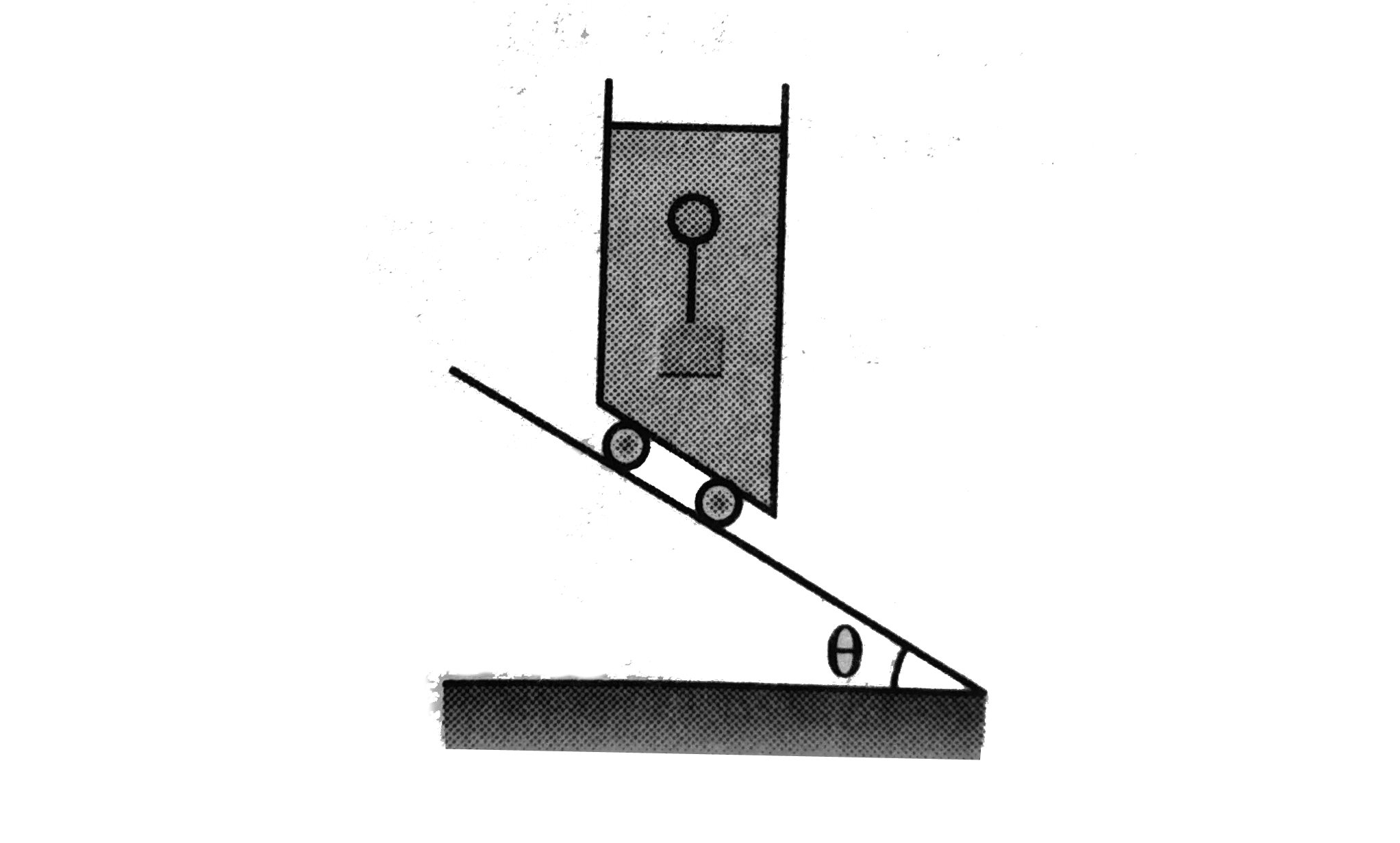 A body floats in completely immersed condition in water as shown in figure. As the whole system is allowed to slide down freely along the inclined surface, the magnityde of buoyant force