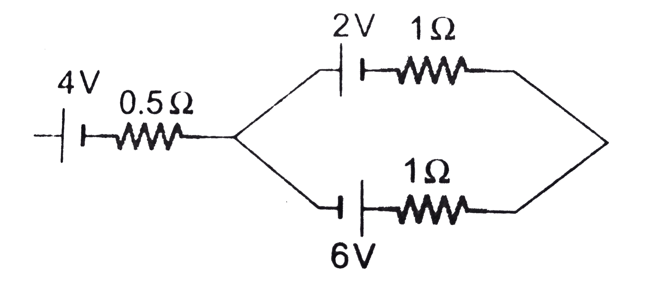 Find the net emf of the three batteries shown in figure