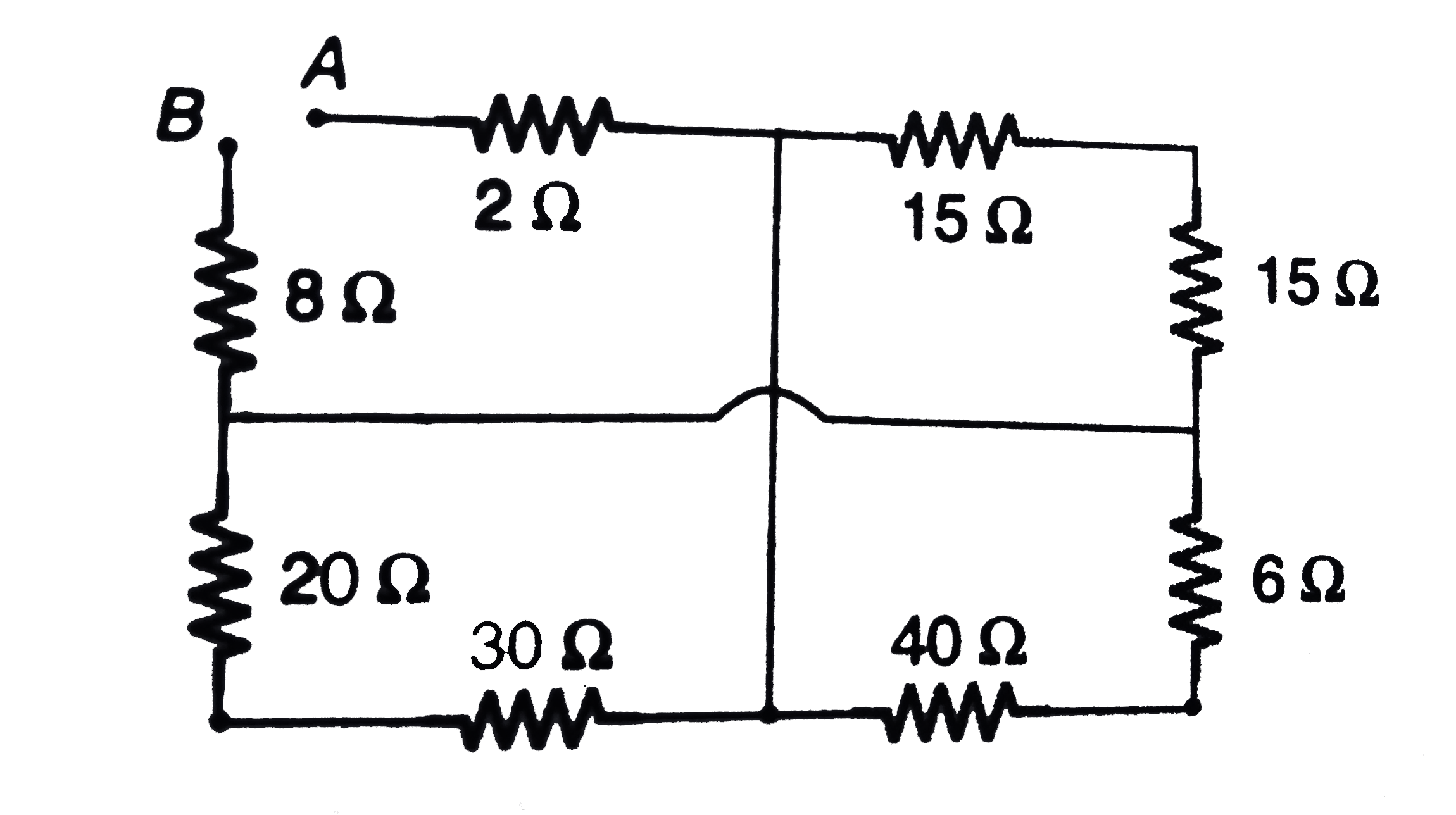 Find R(AB) in the circuit shown in figure.