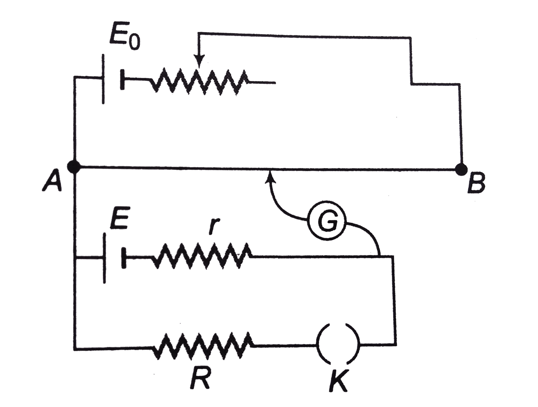 The given figure represents an arrangement of potentiometer for the calculation of internal resistance (r) of the unknown battery (E). The balance length is 70.0 cm with the key opened and 60.0 cm with the key closed. R is 132.40Omega. The internal resistance (r) of the uknown cell will be