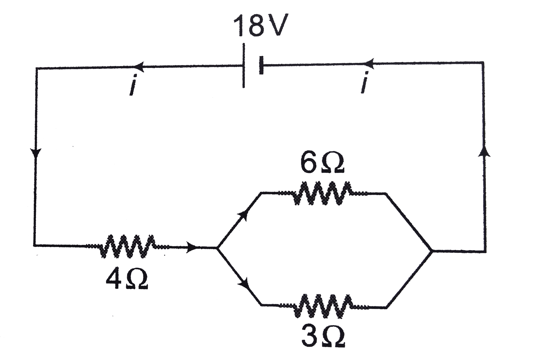 Compute the equivalent resistance of the network shown in figure and find the current drawn from the battery.