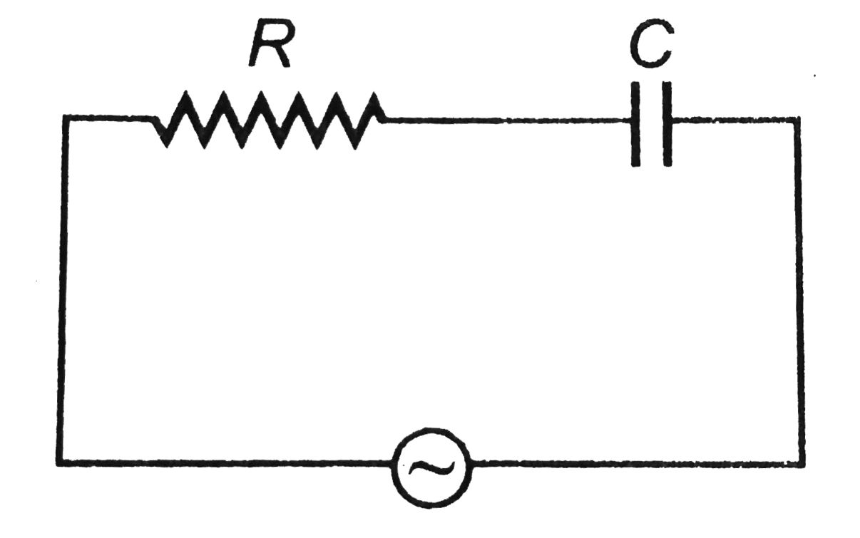 A 50 Hz AC source of 20 V is connected across R  and C as shown in figureure.      The voltage across R is 12 V. The voltage across C is