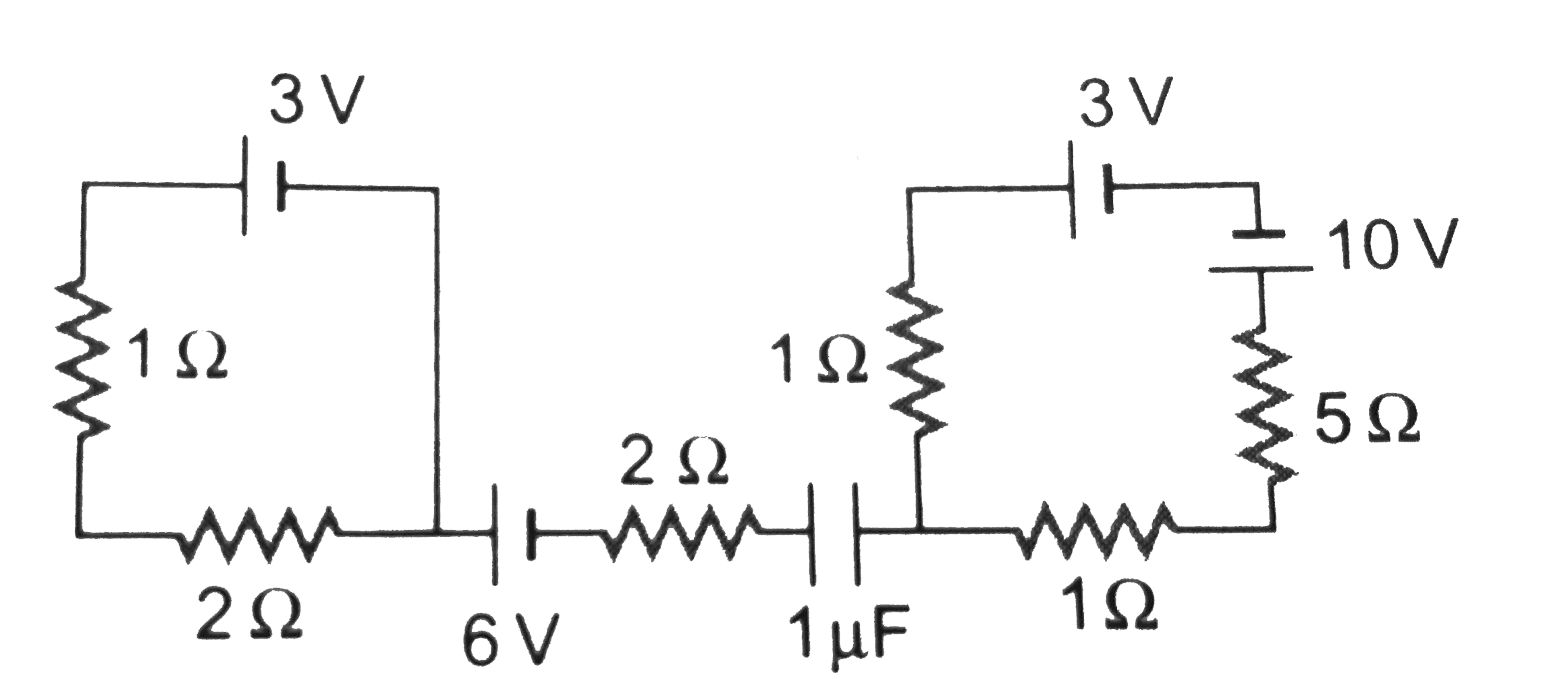 For the circuit shown in the figure determine the charge on capacitor in steady state.