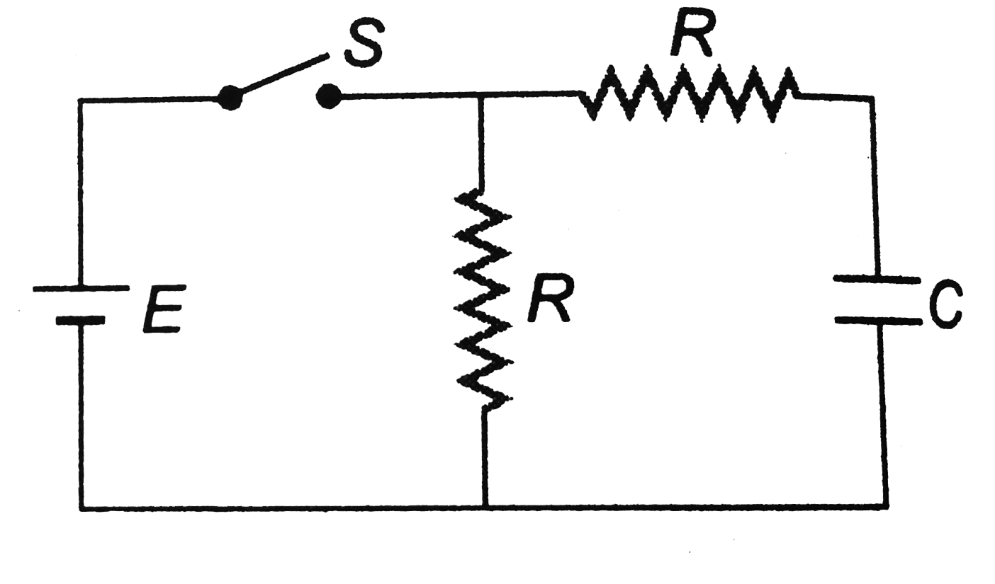 A capacitor C is connected to two equal resistances as shown in the figure. Consider the following statemets        i. At the time of charging of capacitor time constant of the circuit is 2CR   ii. At the time of discharging of the capacitor the time constant of the circuit is CR   iii. At the time of discharging of the capacitor the time constant of the circuit is 2CR   iv At the time of charging of the capacitor the time constant of the circuit is 2CR