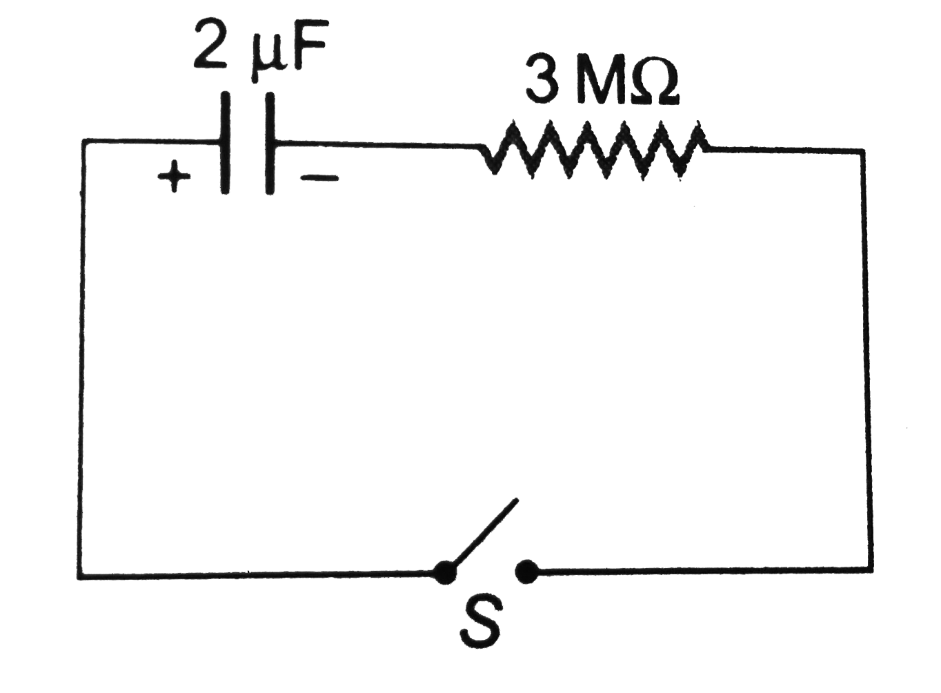In the circuit shown in figure, the capacitor is charged with a cell of 5V.If the switch is closed at t=0, then at t=12s, charge on the capacitor is