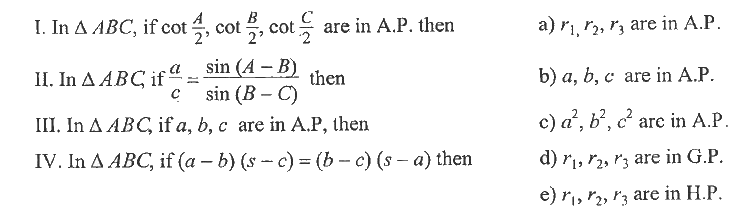 Match the following