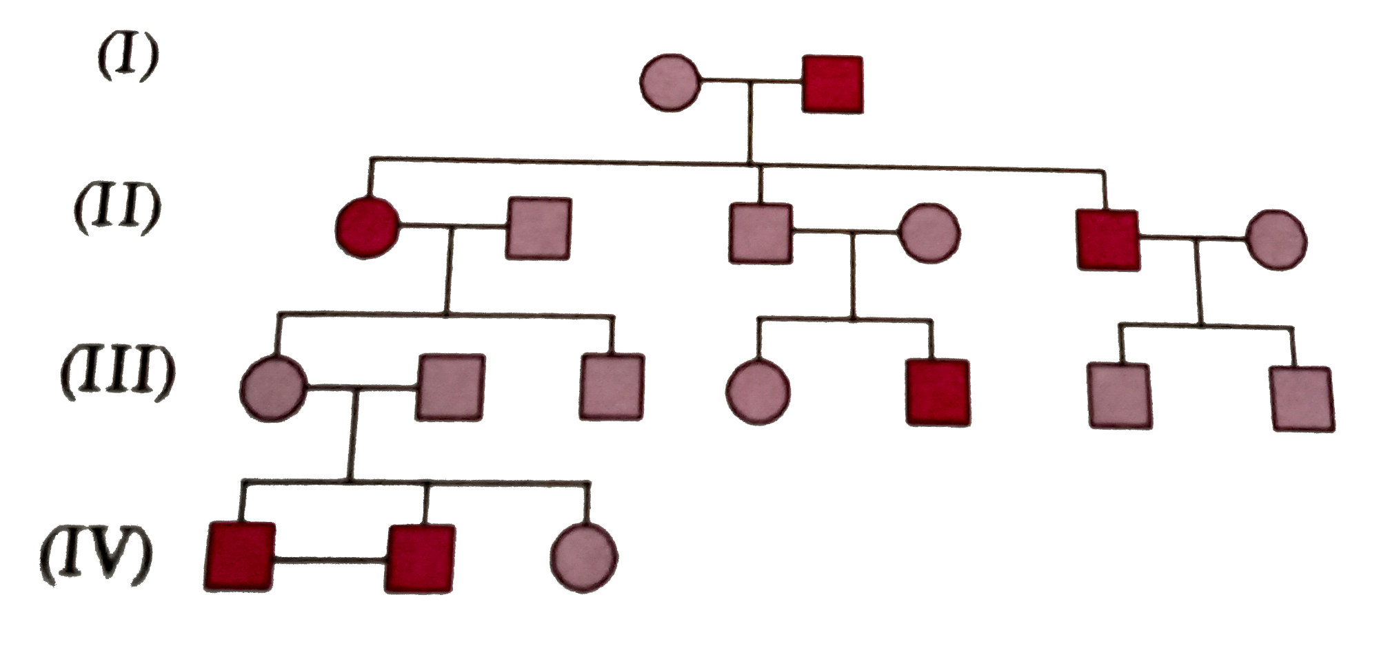 In this human pedigree the filled symbols represent the affected individuals .Identify the type of this pedigree