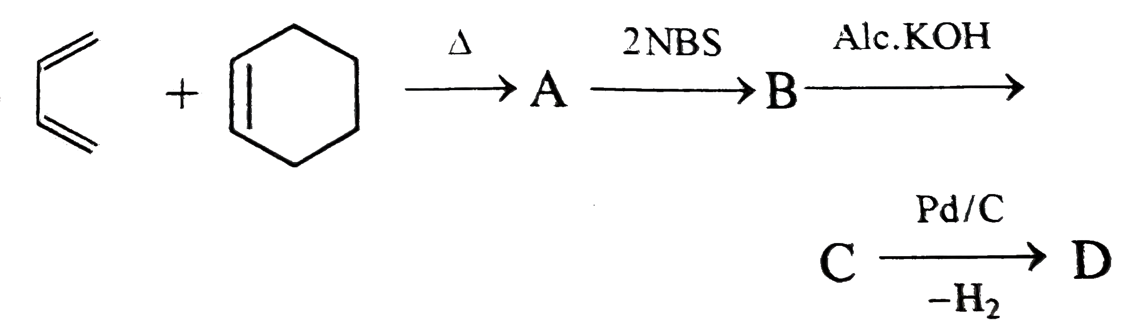The end product D formed in this sequence of reactions is