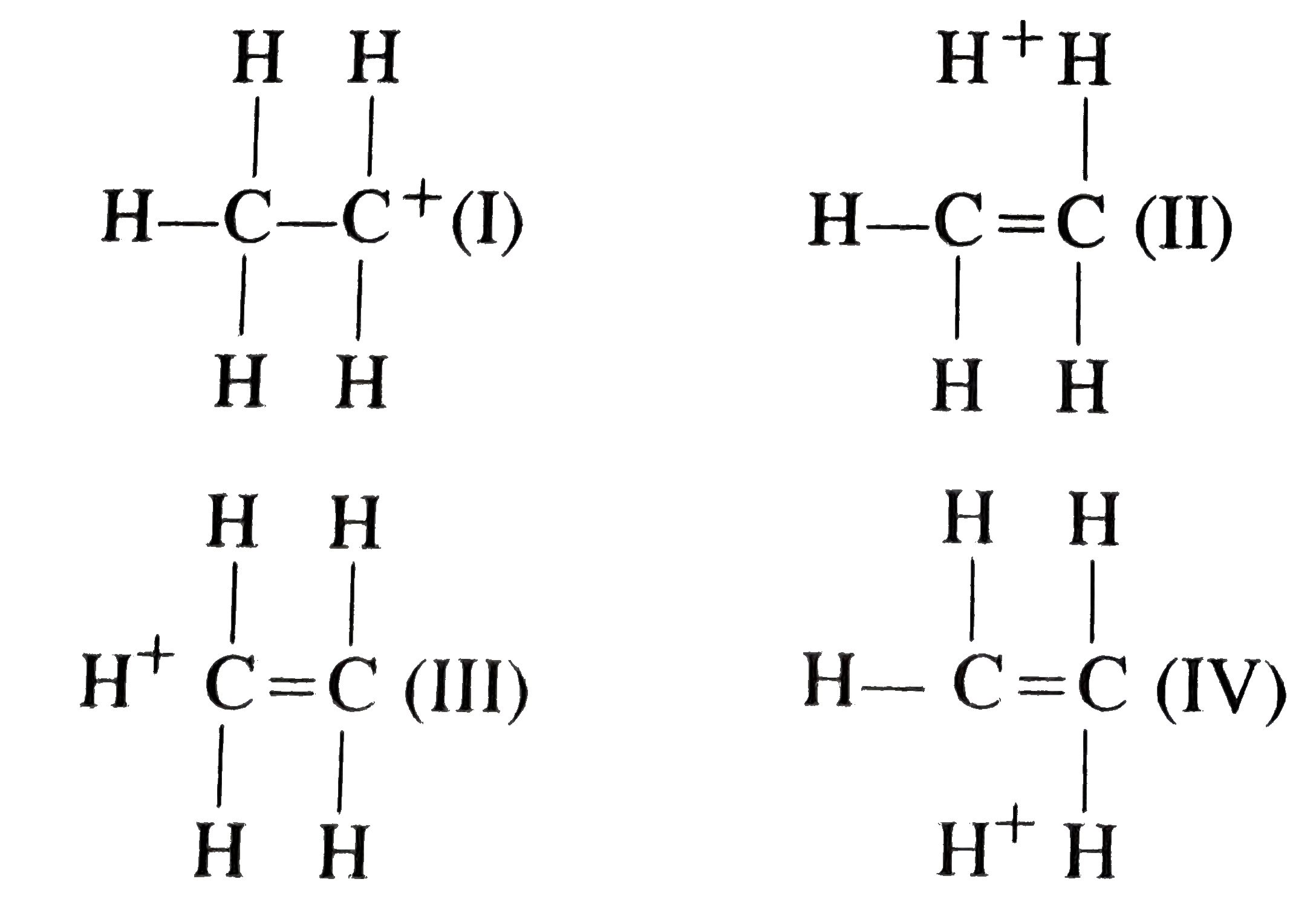 Ethyl carbocation can be considered as hybrid of the following four structures      The phenomenon associated with above type of the resonance is