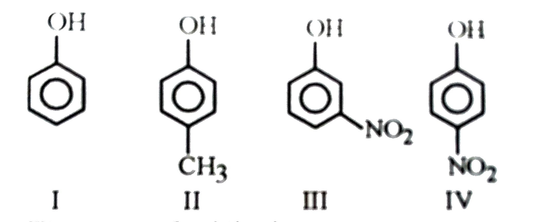 In the following compounds      The order of acidity is