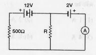 In the circuit given below   the ammeter reading is zero. What is the value of the resistance R ?