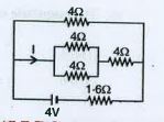 In the circuit shown   the value of I in ampere is
