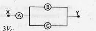 A, B, C are three voltmeter of resistances 4000 Omega, 6000 Omega and 12000 Omega. When a potential difference is applied between X and Y, Voltmeter reading are VA, VB and VC. Then