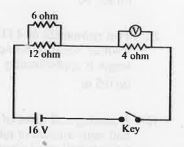 Ideal voltmeter connected as shown   reads