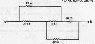 The equivalent resistance of the circuit   between A and B is