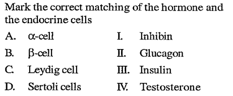 Mark the correct matching of the hormone and the endocrine cells