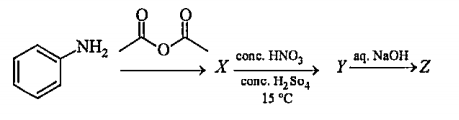 The major products X,Y and Z in the following sequence of transformations    are