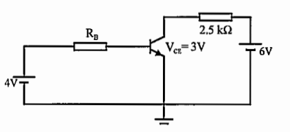 Refer to the common emitter amplifier circuit shown below, using a transistor with beta =80 and V(BE) = 0.7 volt. The value of resistance RB is