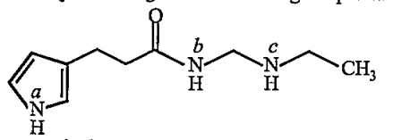 The most acidic proton and the strongest, nucleophilic nitrogen in the following compound respectively, are