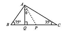 In given triangle ABC ,AP is bisector of angle BAC and AQ is perpendicular to BC then angle PAQ is equal to