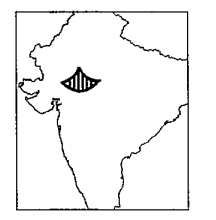The shaded area is the given outline map of India represents