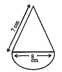 The figure below is made up of an isosceles triangle and a semicircle. Find the perimeter of the figure.