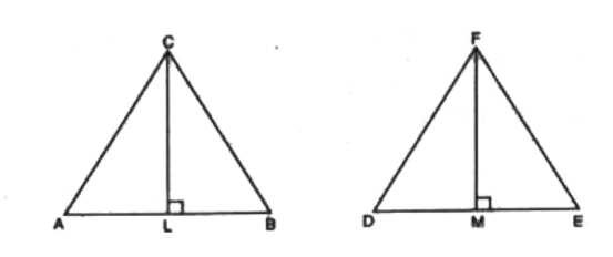 समान क्षेत्रफल तथा समान आधार वाले त्रिभुजों के संगत शीर्षलंब भी समान होते हैं।