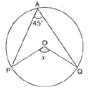 संलग्न आकृति में, O वृत्त का केन्द्र हो तो /x का मान होगा