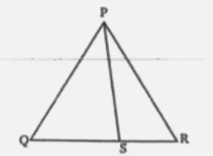 निम्नलिखित में बताइए कि क्या आकृति में दिए हुए trianglePQR  के angleP  का PS समद्विभाजक है-   (i) PQ= 6 cm, PR = 8 cm, QS = 1.5 cm और RS = 2 cm    (ii) PQ = 35 cm, PR= 12 cm   QS = 2.5 cm or  QR = 9 cm .