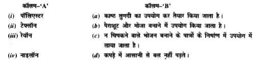 कॉलम- .A. के पड़ता का कॉलम -.B. में दिए गए वाक्य खंडो से सही मिलान करिए।