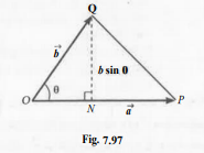 Show that the area of the triangle contained between the vectors J and $ is one haif0fthe magnitude of oversetrarraxxoversetrarrb.