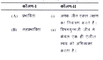 कॉलम-I की शब्दों को कॉलम-II में दिए गए उनके वर्णन से मैच कीजिए तथा सही विकल्प चुनिए: