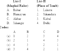 Match List-I with List-II and select the correct answer from the codes given below: