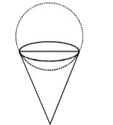 The diameter of hollow cone is equal to the diameter of a spherical ball. If the ball is placed at the base of the cone, what portion of the ball will be outside the cone –