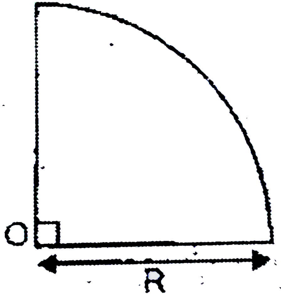 In the figure one fourth part of a uniform disc of radius R is shown. The distance of the centre of mass of this object from centre 'O' is :
