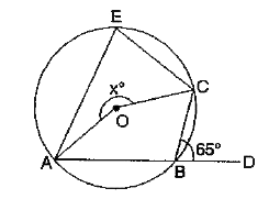 In the given figure, O is the centre of the circle. ABD is a straight line and angle CBD = 65^(@). Find reflex angle AOC (marked x^(@)).