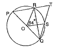 PQ is the diameter of the given circle, whose centre is O. Given, angle Ros = 54^(@), calculate angle RTS.