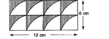 The figures in the rectangle are 8 identical quadrants. What is the area of the shaded part ? (Take pi = 3.14)